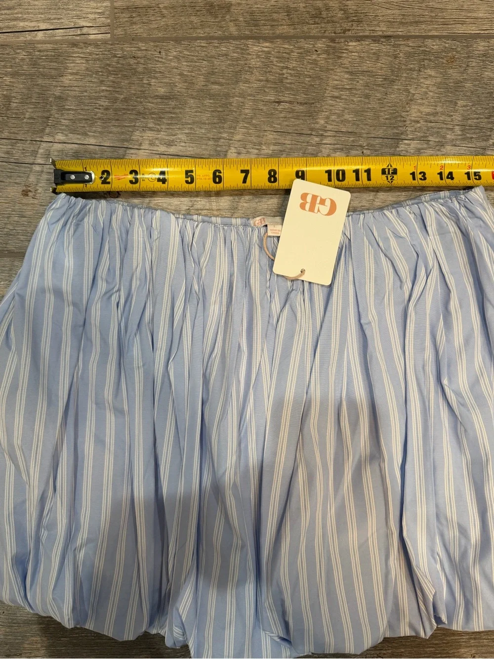 NWT GB Blue Stripe Bubble Mini Skirt Cotton Poplin Size L